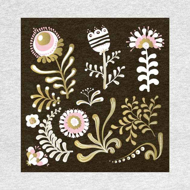 Elegance Seamless pattern with flowers, vector floral illustration in vintage style by Olga Berlet